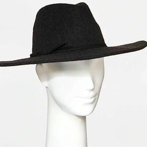 Universal Thread Charcoal Gray Wide Brim 100% Wool Felt Fedora Hat Boho Western